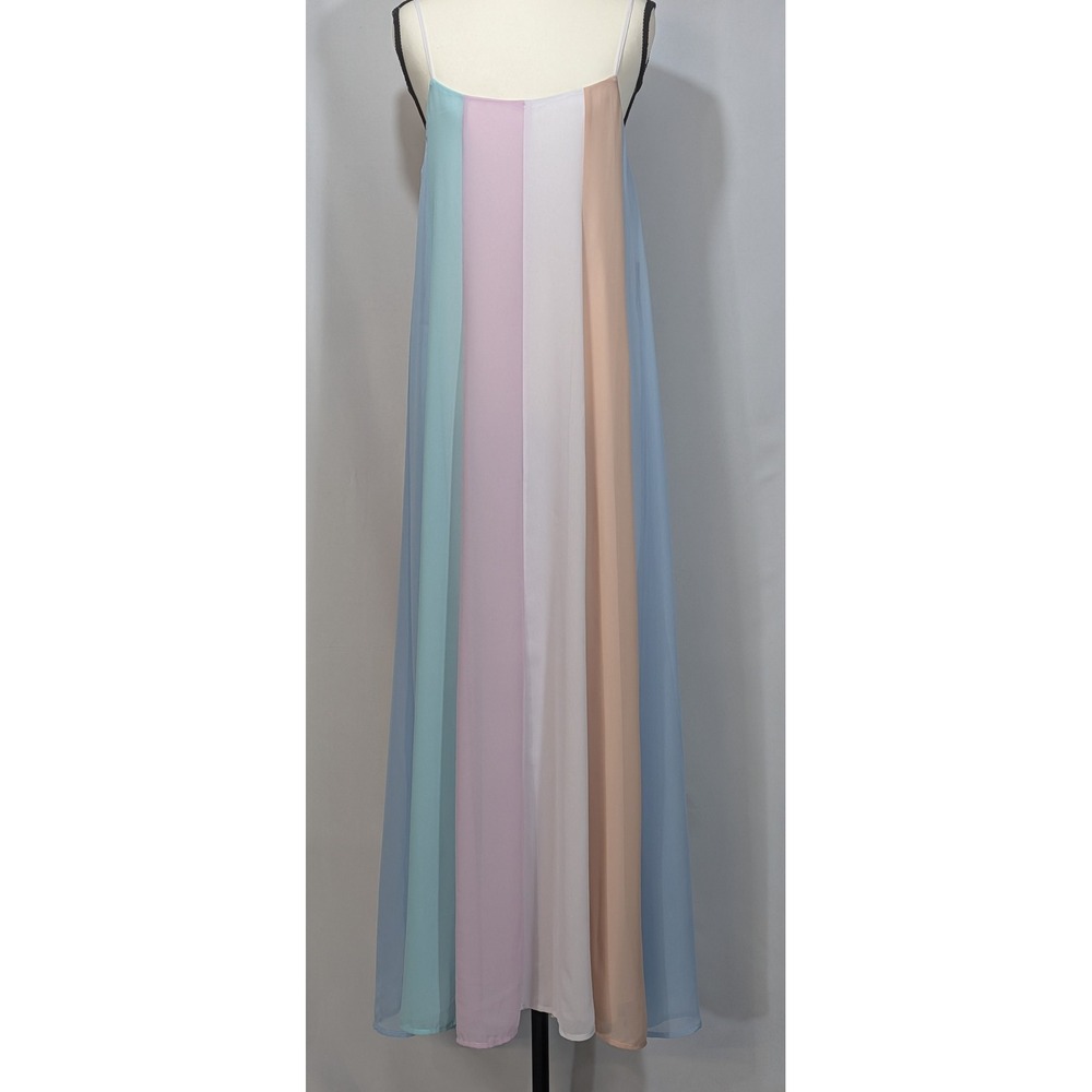 Lulus Pastel Colorblock Chiffon Maxi Dress Adjustable Strap Small NWT Minor Flaw - Picture 1 of 13